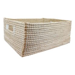 18 Natural   White Stitch Woven Basket by Place   Time