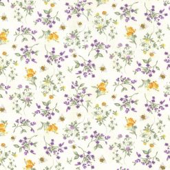 Hi Fashion Bee   Lavender on White Premium Cotton Fabric