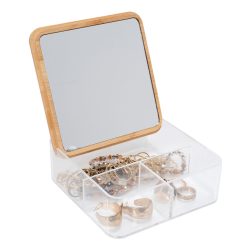Simplify 6 Clear 3 Compartment Organizer With Bamboo Lid   Mirror