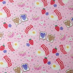 Breakfast Foods on Pink Super Snuggle Flannel Fabric by POP!