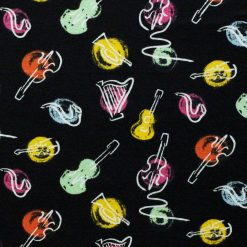 Black Watercolor Instruments Super Snuggle Flannel Fabric