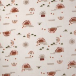 Suns on Beige Anti Pill Fleece Fabric