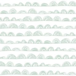 RoomMates 20.5 x 16.5  Green Doodle Scallop Peel   Stick Wallpaper