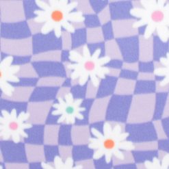 Floral On Purple Wavy Checkered Blizzard Prints Fleece Fabric