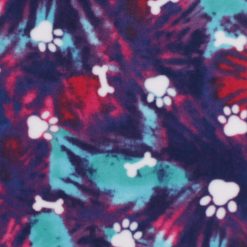 Paws on Purple Tie Dye Anti Pill Fleece Fabric