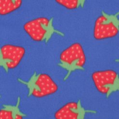 Strawberries on Blue Blizzard Fleece Fabric