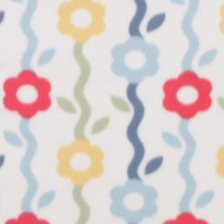 Floral Stripe on White Blizzard Fleece Fabric
