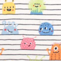 Cute Monsters on Stripes Anti Pill Fleece Fabric
