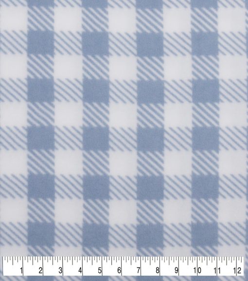 POP! Gingham Blue Lightweight Fleece Fabric - Image 3
