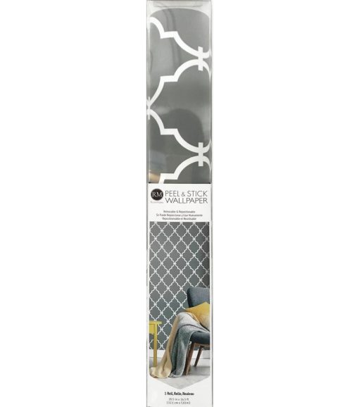 RoomMates Wallpaper Grey Modern Trellis - Image 8