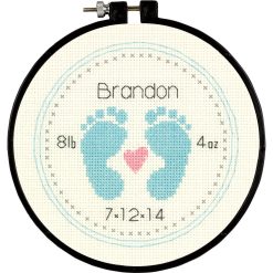 Dimensions Learn A Craft Baby Footprints Counted Cross Stitch Kit