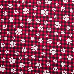 Novelty Cotton Fabric Paws on Buffalo Check
