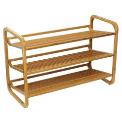 Oceanstar 29.5 x 20 Brown 3 Tier Bamboo Shoe Rack