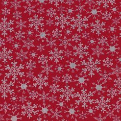 Snowflakes on Red Christmas Cotton Fabric
