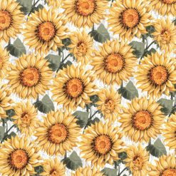 Sunflower Distressed Wood Harvest Cotton Fabric