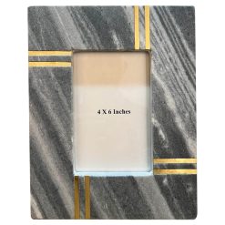 4 x 6 Gray Marble   Gold Inlay Tabletop Picture Frame by Place   Time