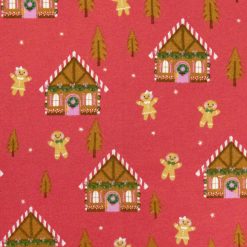 Gingerbread House on Red Super Snuggle Christmas Flannel Fabric by POP!