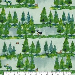 Watercolor Pine Trees Super Snuggle Flannel Fabric