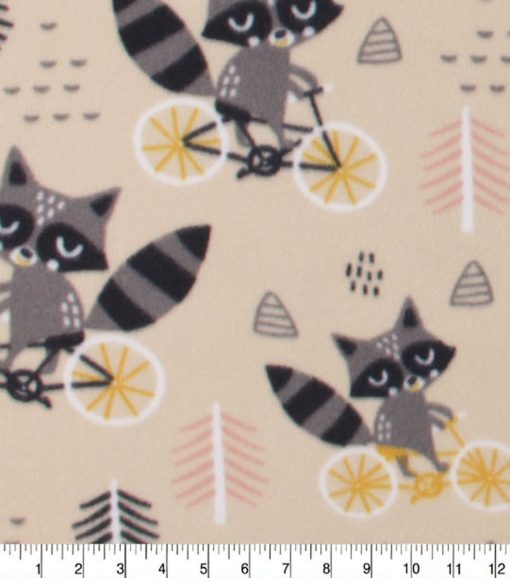 Racoons on Bikes Blizzard Fleece Fabric - Image 3