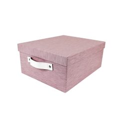 14 Pink Heather Pattern Rectangle Box With Lid   Carrying Handles