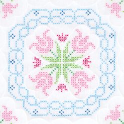 Jack Dempsey 18 Interlocking XX Lace Tulips Stamped Quilt Blocks 6pk