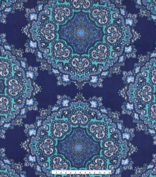 Blue Medallions Anti Pill Fleece Fabric - Image 4