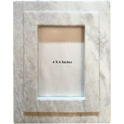 4 x 6 White Grooved Marble Tabletop Picture Frame by Place   Time