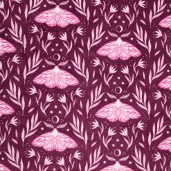 Pink Warm Cottage Moth Luxe Fleece Fabric