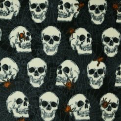 Skulls With Spiders on Black Anti Pill Fleece Fabric