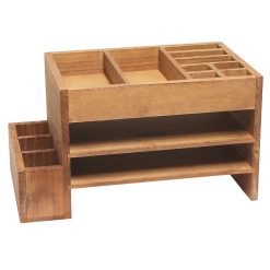 All The Rages Home Office Tiered Desk Organizer Natural Wood