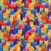 Hi Fashion Multicolor Cats Novelty Cotton Fabric