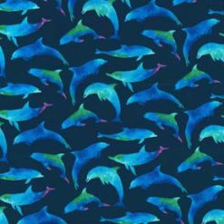 Fabric Traditions Blue Ombre Dolphins Novelty Cotton Fabric