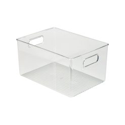 Simplify 11 x 6 Clear Vertical Stripe Organizer With Cutout Handles