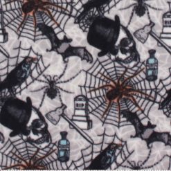 Black Spooky Halloween Anti Pill Fleece Fabric