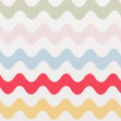 Wavy Stripe on White Anti Pill Plush Fleece Fabric