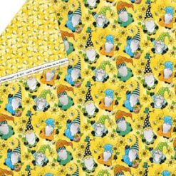 Fabric Traditions Yellow Bees   Gnomes Double Faced Quilted Cotton Fabric