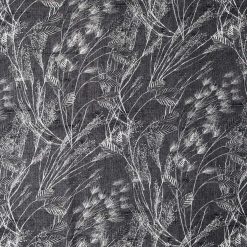 Gray Feathery Plants on Black Quilt Cotton Fabric by Keepsake Calico