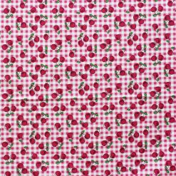 Cherries On Pink Plaid Novelty Cotton Fabric
