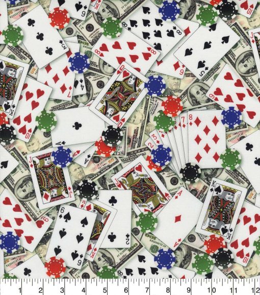 White Gambling Cards Novelty Cotton Fabric - Image 2