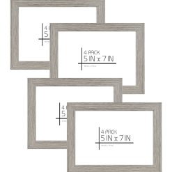 MCS Gray 5 7 Woodgrain Value Frames 4pk