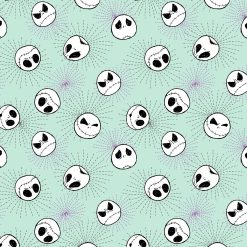 Jack Heads on Green Nightmare Before Christmas Baby Cotton Fabric