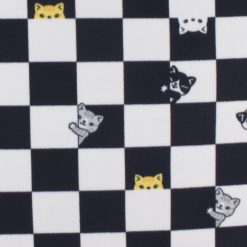 Cat Checkerboard Blizzard Prints Fleece Fabric