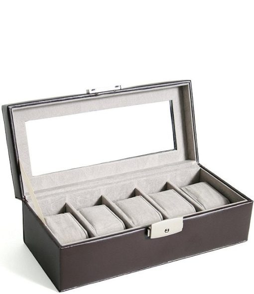 Leather Five-Slot Watch Box - Image 3