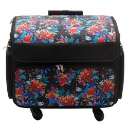 13 x 18 Floral   Butterfly on Black Rolling Sewing Storage Tote by Top Notch