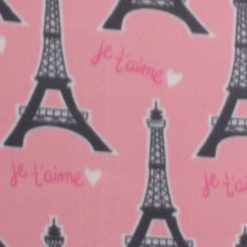 Eiffel Towers   Love on Pink Blizzard Fleece Fabric