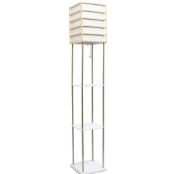 All The Rages 1 Light Metal Floor Lamp with Storage Shelves Light Wood