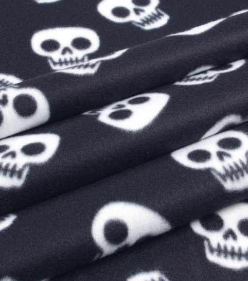Skulls On Black Blizzard Fleece Fabric - Image 3