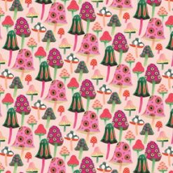 Pink Mushrooms Novelty Cotton Fabric
