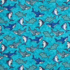 Novelty Cotton Fabric 43 Packed Sharks