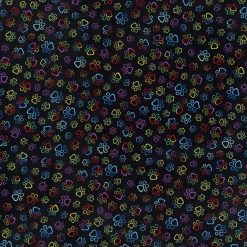 Hi Fashion Multicolor Outlined Paw Prints Novelty Cotton Fabric